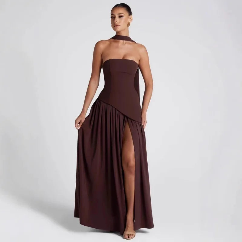 Sheath Solid Color Split Dress Sexy Backless High Split Skirt Women's Clothing
