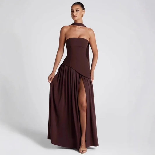 Sheath Solid Color Split Dress Sexy Backless High Split Skirt Women's Clothing