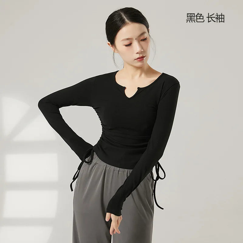 White Blouse for Dancing Women Long Sleeve Shirt