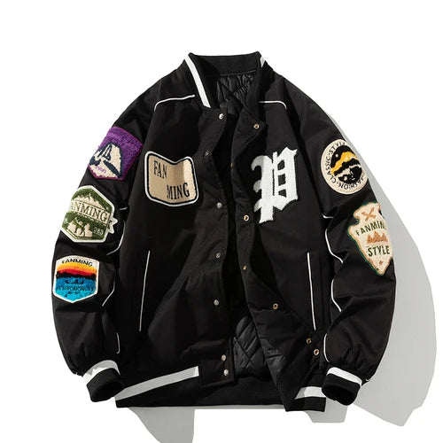 Winter Varsity Jacket Men Women Letter Badge American Baseball Jacket Street Fashion