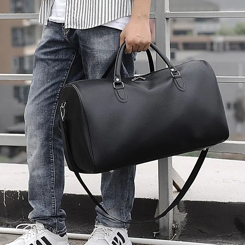 Men's Business Travel Bags Leather Large Capacity Handbags
