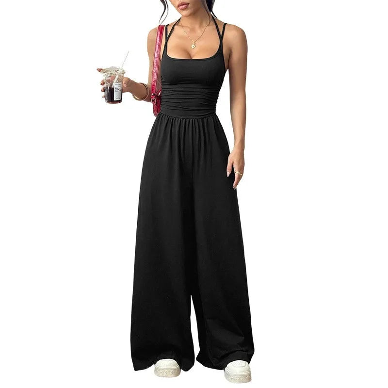 Casual Jumpsuit  Wide Leg Trouser  Sleeveless Sling Silm