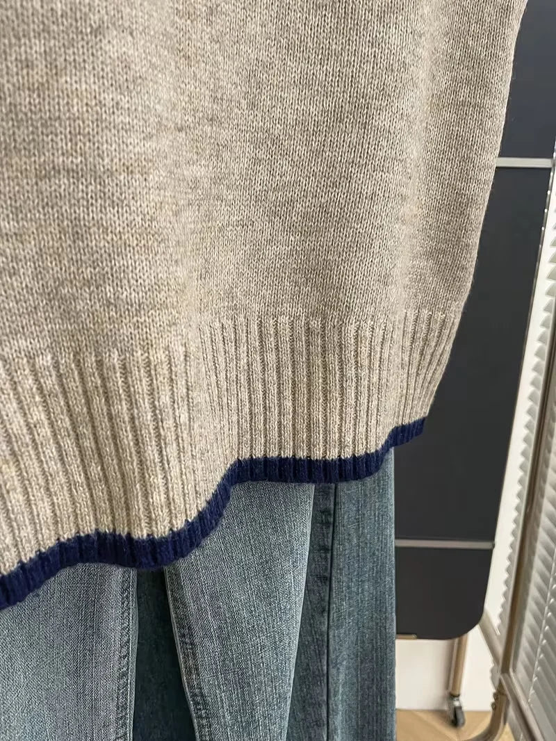 Women's knitted vest with a polo collar design