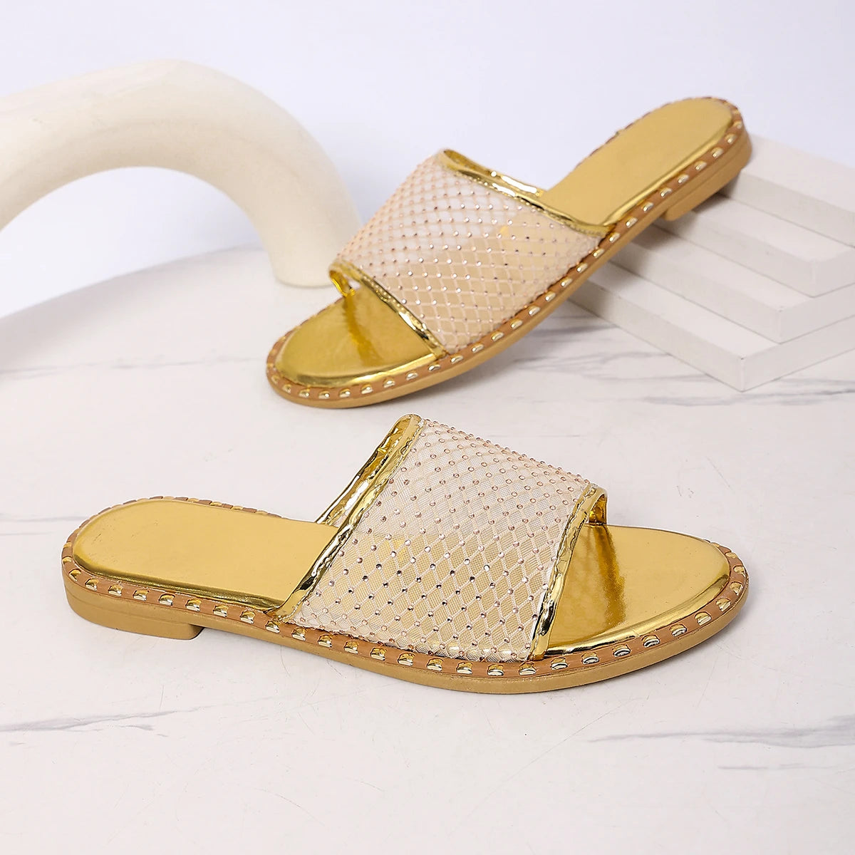 Women Slippers Flat Bottom Slippers Women Square Head Snake Pattern Shoes