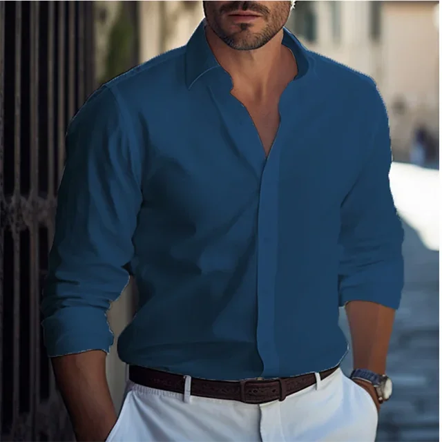 Men's Shirts  Light Blue Black White Long Sleeves