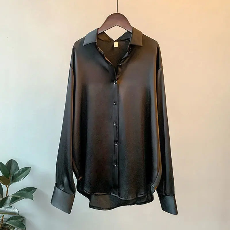 Women's Shirts Fall Satin Silk Oversize Blouse