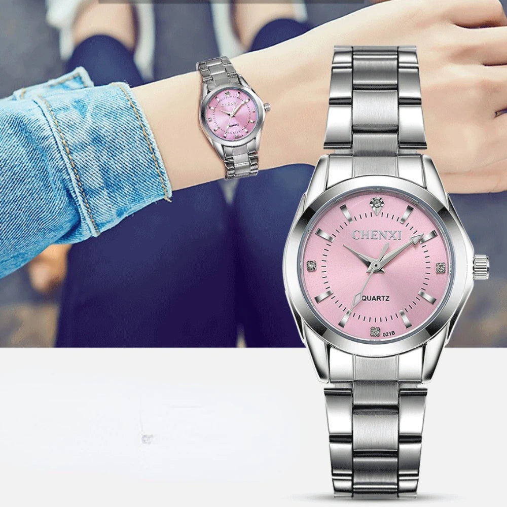 Luxury Stainless Steel Wristwatches Analog Luminous Quartz Clock Watch