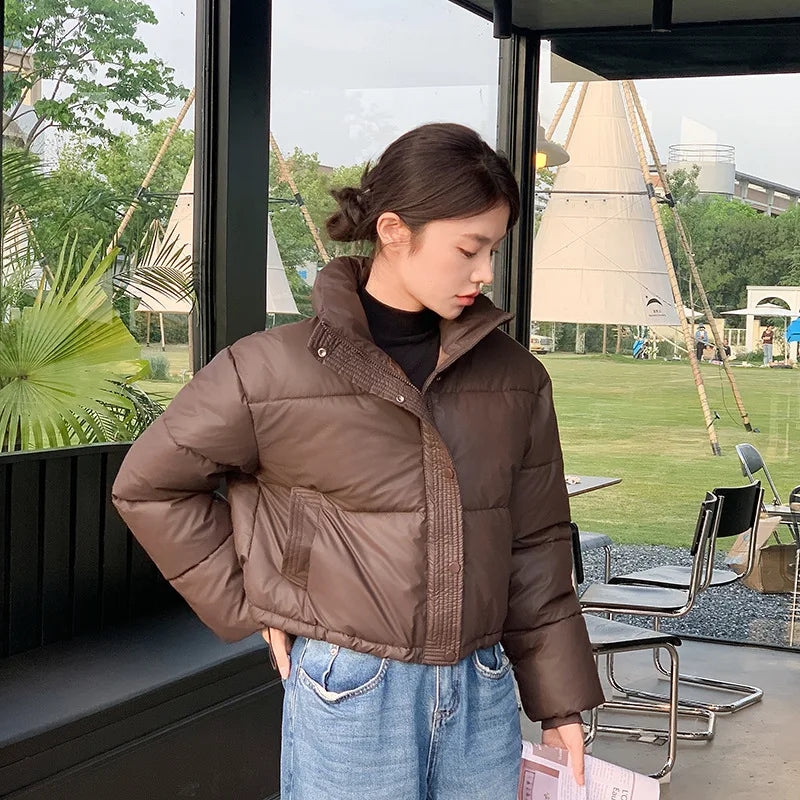 Winter Women Clothes Cropped Jackets Parkas