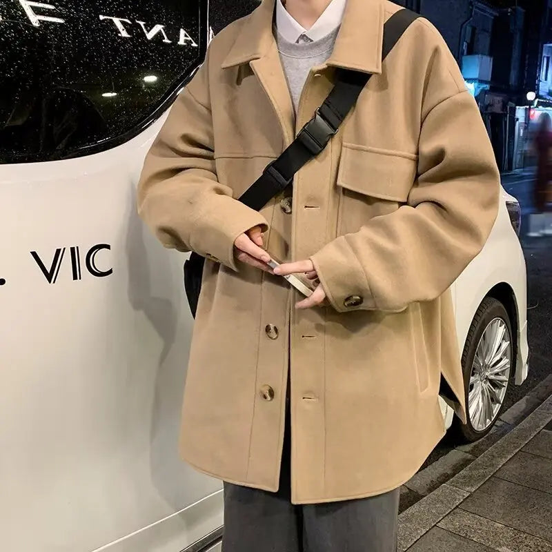 Men Mid Length Coat Wool