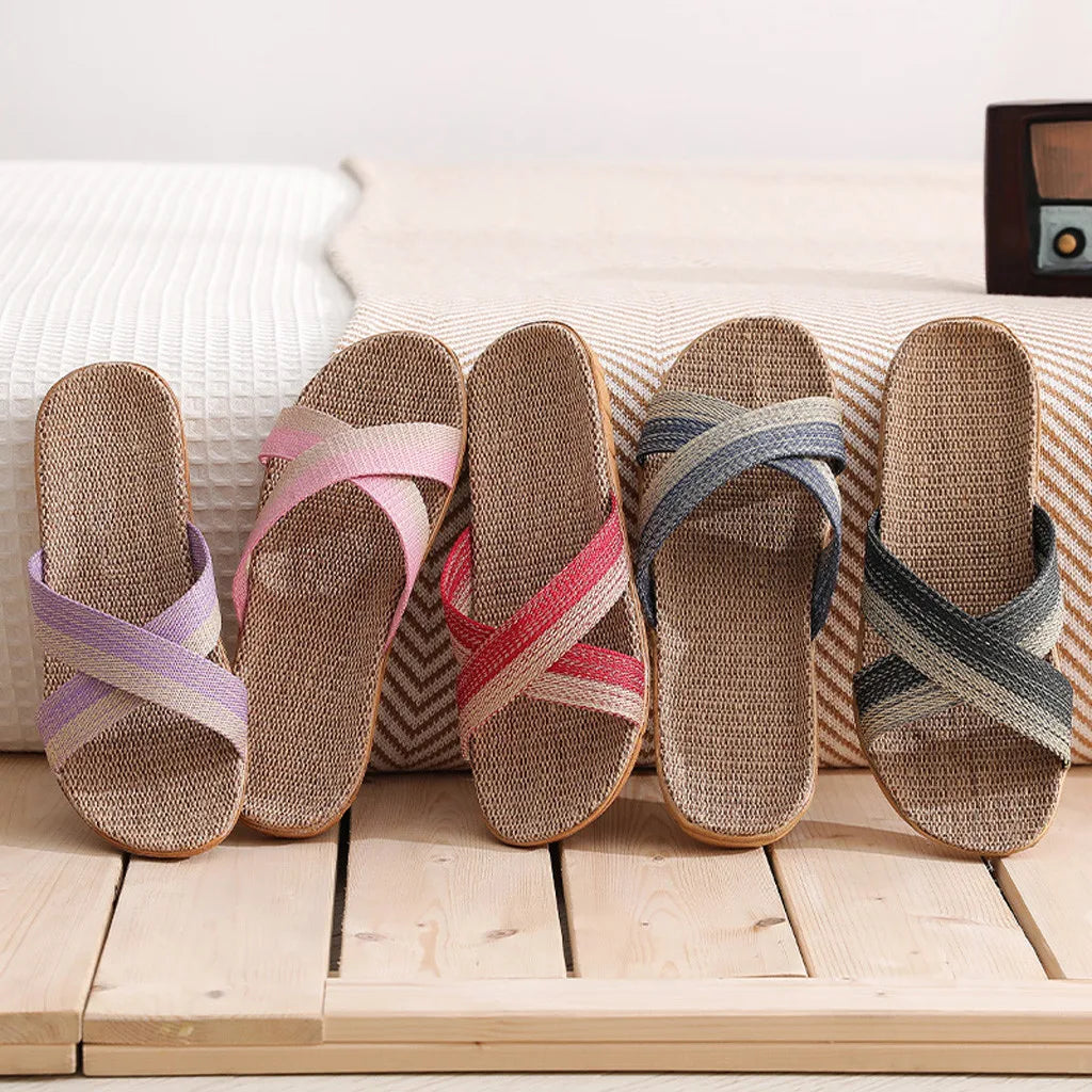 Flax Slippers Casual Linen Slides