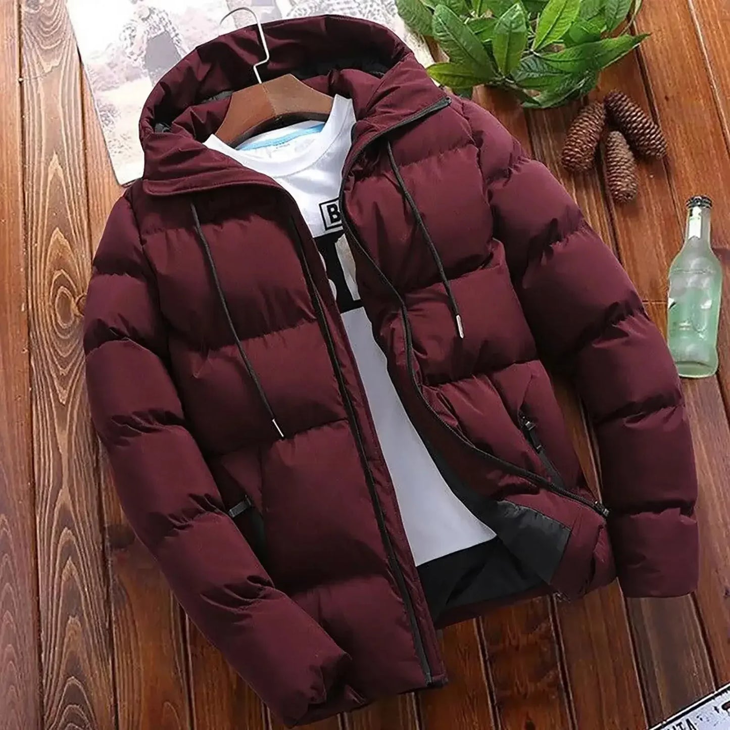 Thick Puffer Hooded Jacket  Casual Warm Parkas Business OuterWear