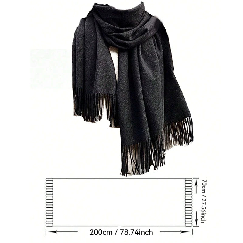 Ladies' tassel white scarf! Thick and warm