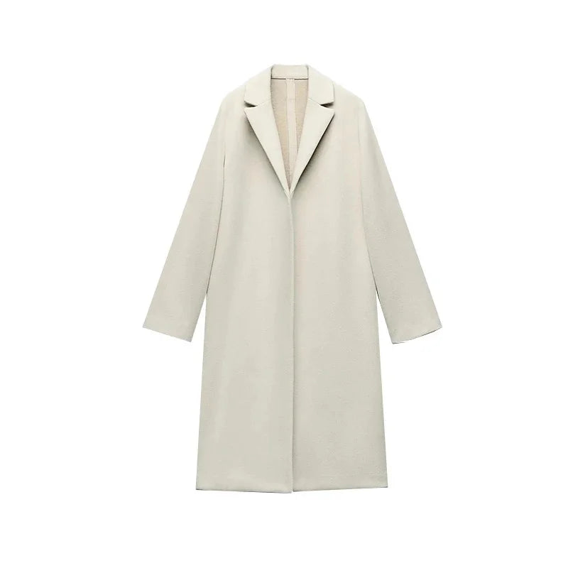 Woolen  Open Stitch Long Trench Coats