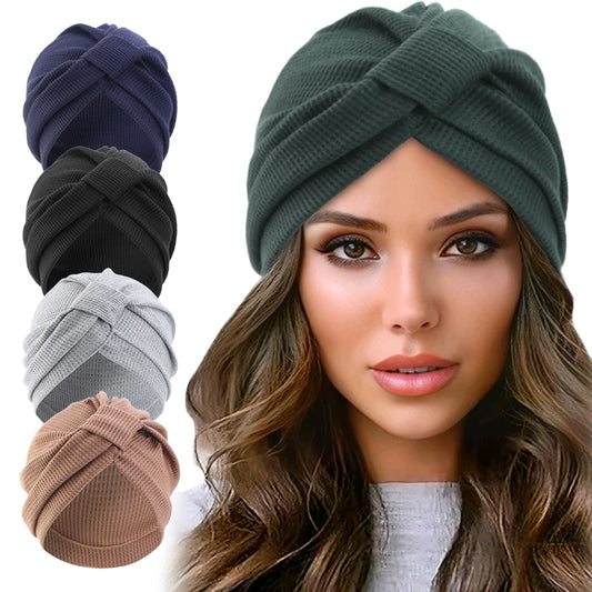 Women's breathable cotton thick waffle headscarf