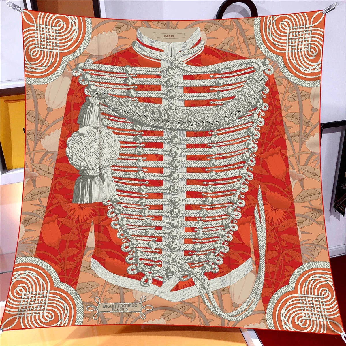 Women Print Satin Square Head Luxury Shawl