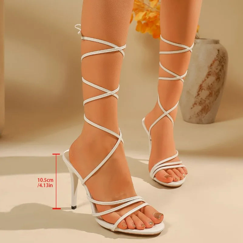Plus Size High Heels Round Toe Sexy Fashion Cross Lace-Up