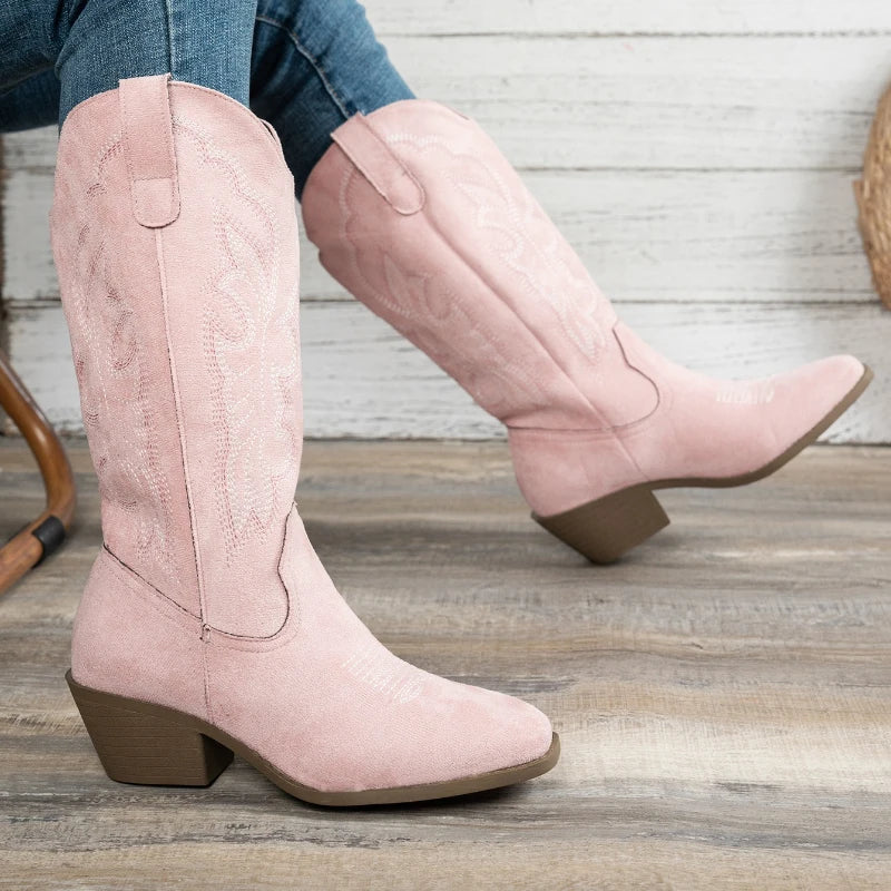 Women Boots  Comfortable Shoes High Chunky Heel Pointed Toe Women Shoes