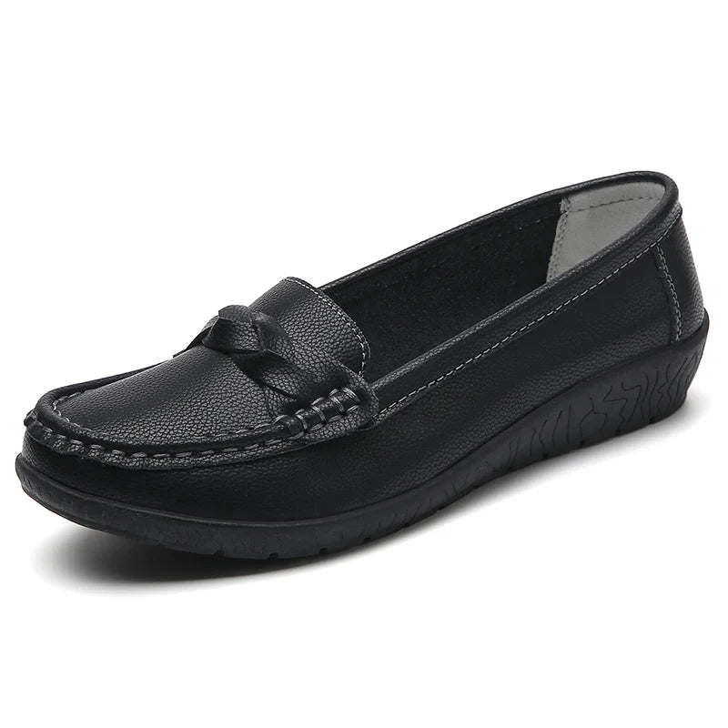 Women Flats Wedge Leather Fashion Comfortable Shoes Slip On Nurse Shoes