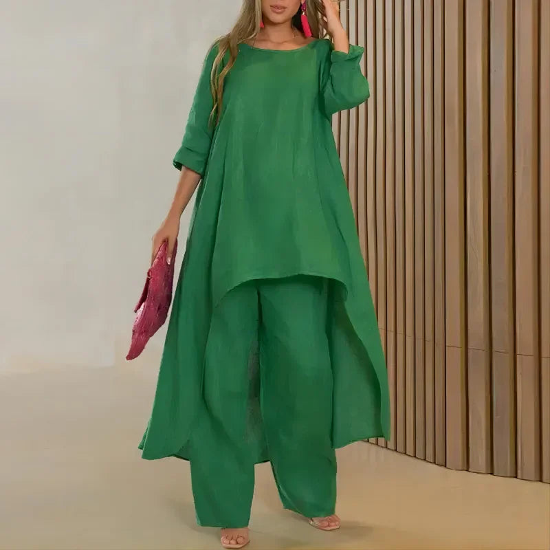 Women's Sets 2 Pcs Sale Casual O-Neck Long Sleeve Asymmetrical Dress