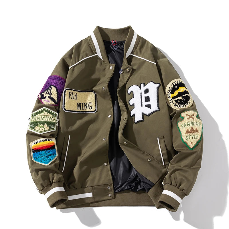 Winter Varsity Jacket Men Women Letter Badge American Baseball Jacket Street Fashion