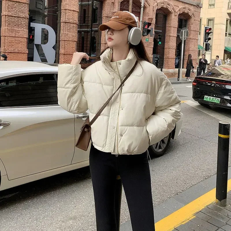 Loose Casual Parkas Woman Solid Color Winter Coat