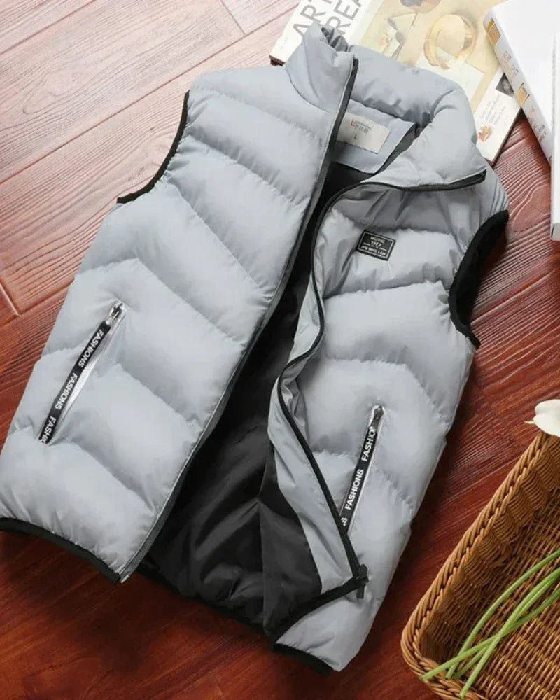 Puffer Sleeveless Coats Mens Solid Color Down Jacket
