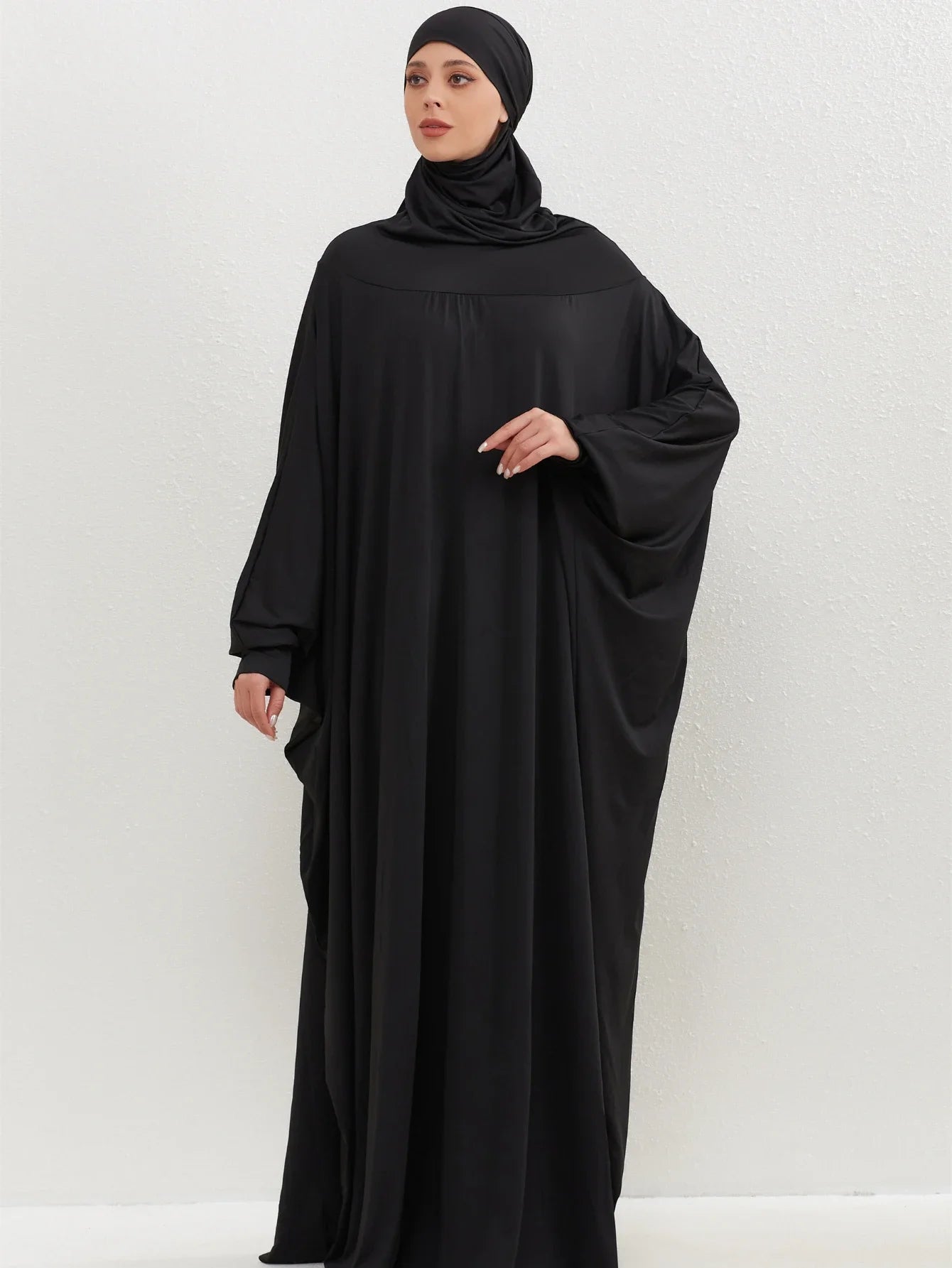 Modest Ramadan Prayer Dress Hooded Long Sleeve One-piece Hijab Dress