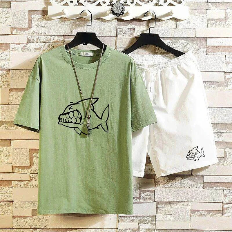 Men's Shorts Sets New InSlim Fit T Shirt  Graphic Stretch
