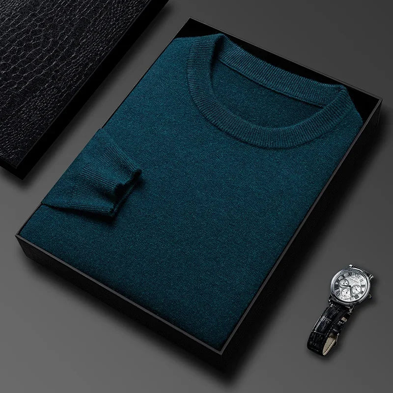 Men's Casual Sweater Round Neck Long Sleeve Knitted Sweater