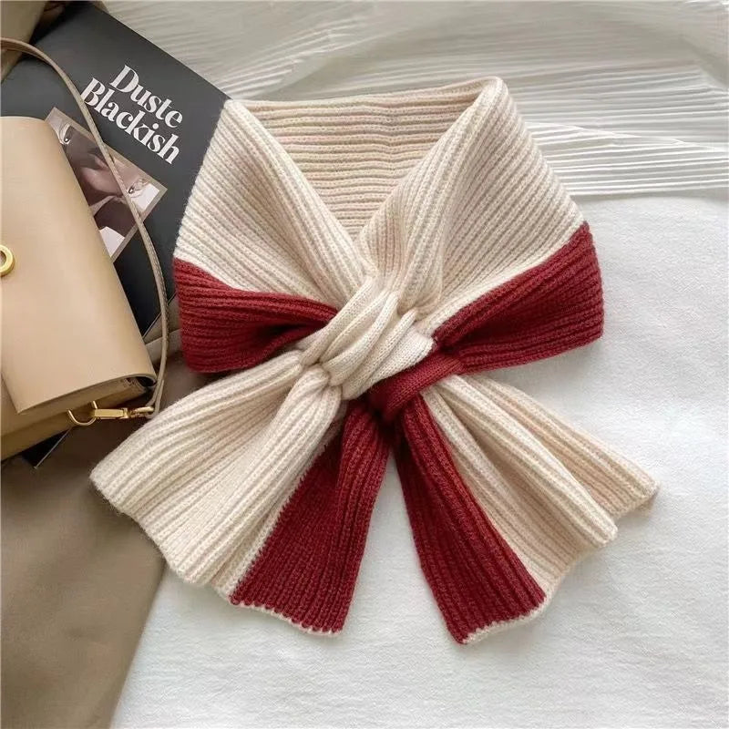 Girls'  short cross scarf knitted all-matching