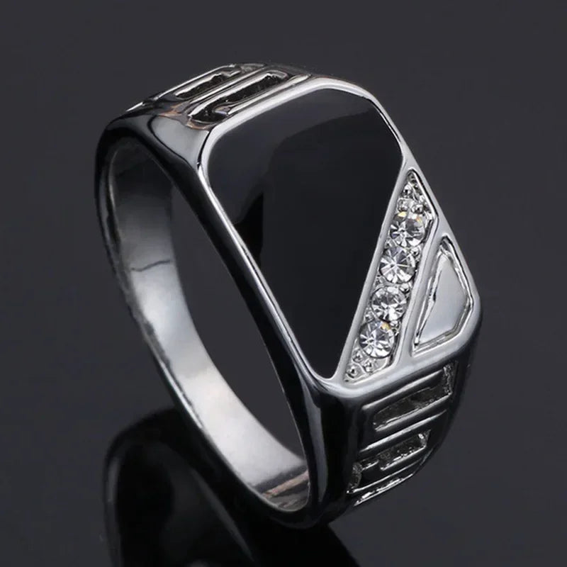 New Metal Glossy Rings for Men Geometric Width Signet Square Finger Punk Style Fashion Ring