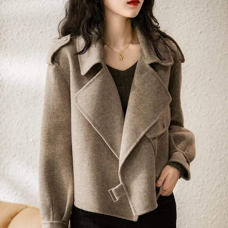ColdCoats Short Padded Aesthetic Heavy Tweed Female Jacket