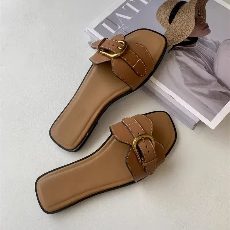 Beach Flats Ladies Buckle Slides