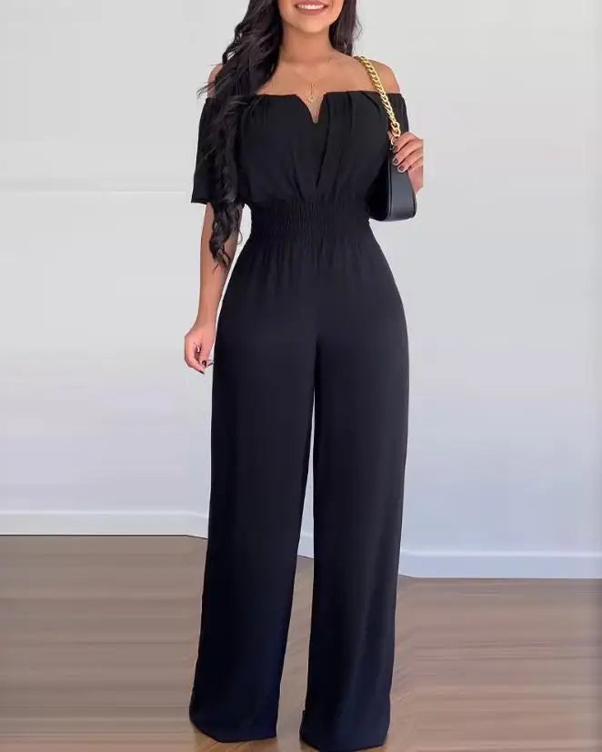 Jumpsuits for Women Casual Plain Short Sleeve
