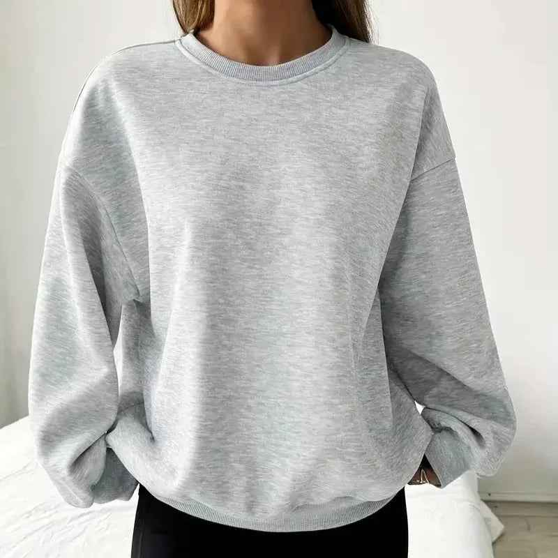 Women's Solid Color Sweatshirt Casual Long Sleeve Crew Neck Pullover