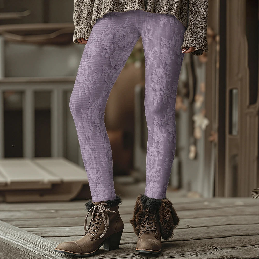 Women's Bright Pink Lily  Leggings