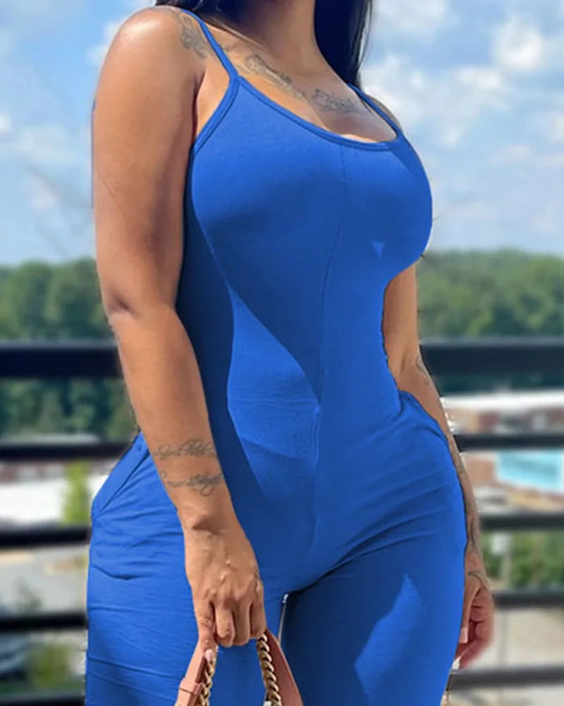 Women's Jumpsuit Summer Fashion Printed V-Neck Casual Sleeveless Jumpsuit