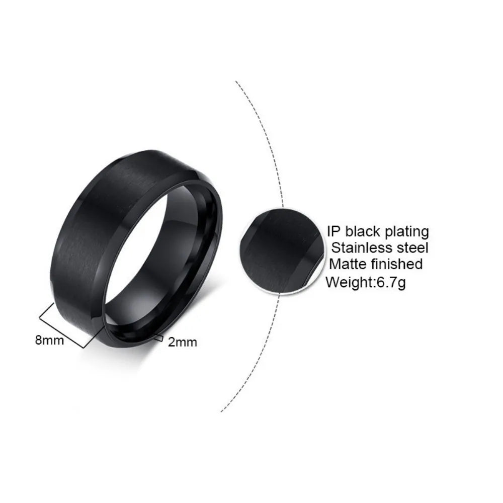 Fashion Charm Jewelry Ring for Men Women Stainless Steel Black Rings