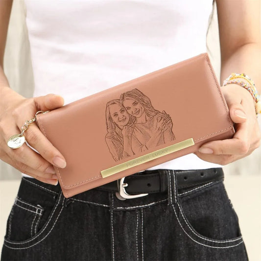 Women Wallet Personalized Leather Purse with Zipper