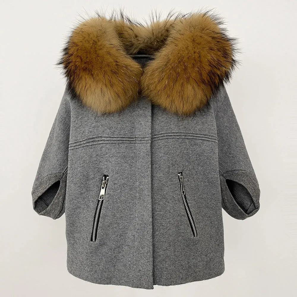 Fashion Knitted Sweater Real Fur Coat