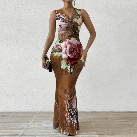 Geometric Off-Shoulder Maxi Dress