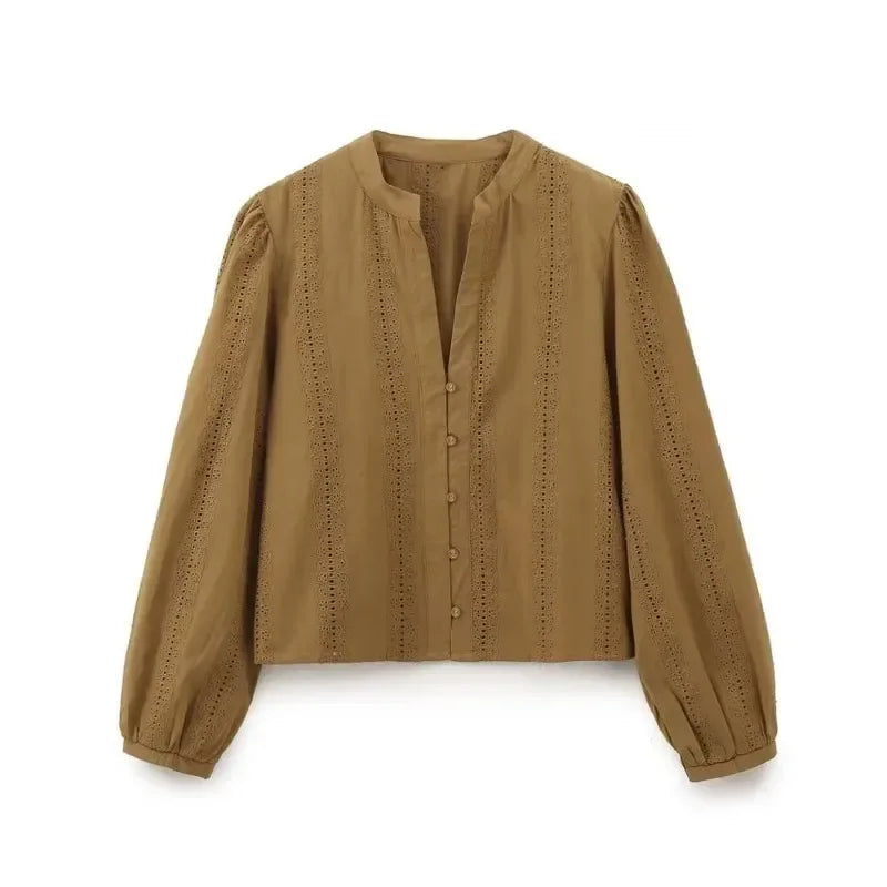 Embroidery Blouses For Lady Fashion Vintage Blouse