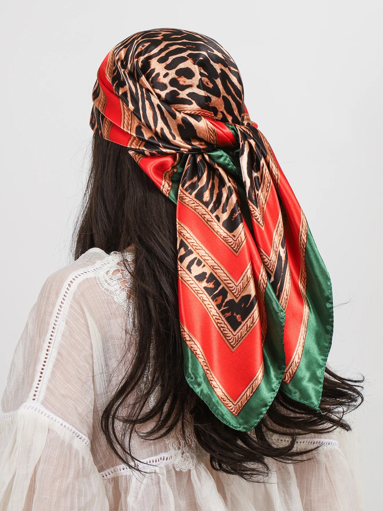 Women Luxury Brand Square Silk Foulard Satin Bandana