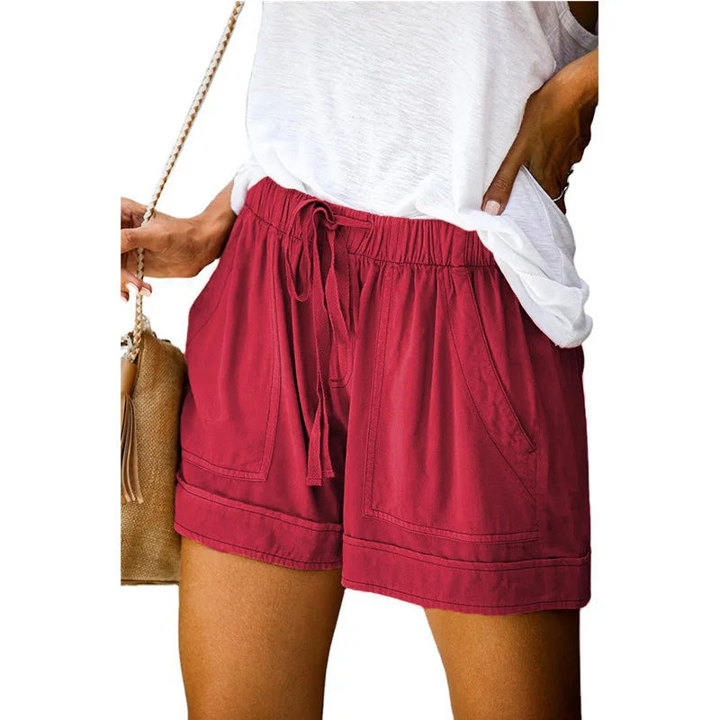 Casual Shorts for Women High Waisted Lace Up Wide Leg Pants
