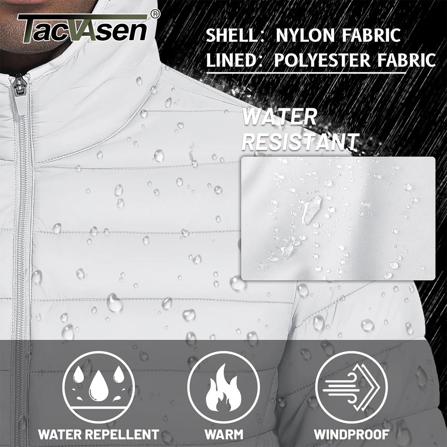TACVASEN Lightweight Puffer Jackets Mens Water-Repellent Hooded Quilted Jacket