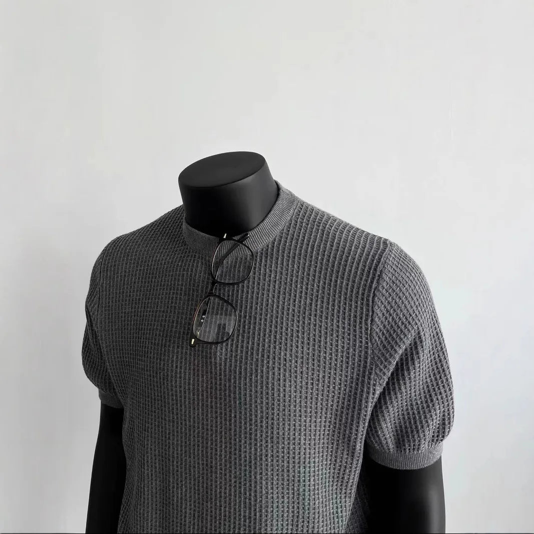 Knitting Sweater Men's Short Sleeve Knit Tee