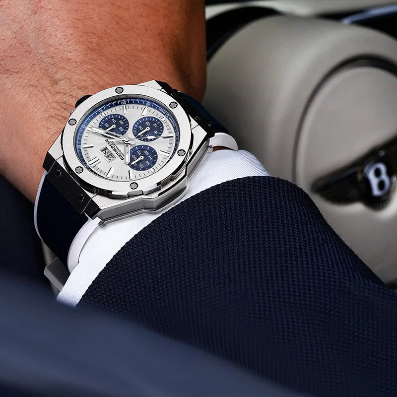 Mechanical Watches for Men Sport Analog Automatic Wristwatches with Silicone Strap Stainless Steel Waterproof