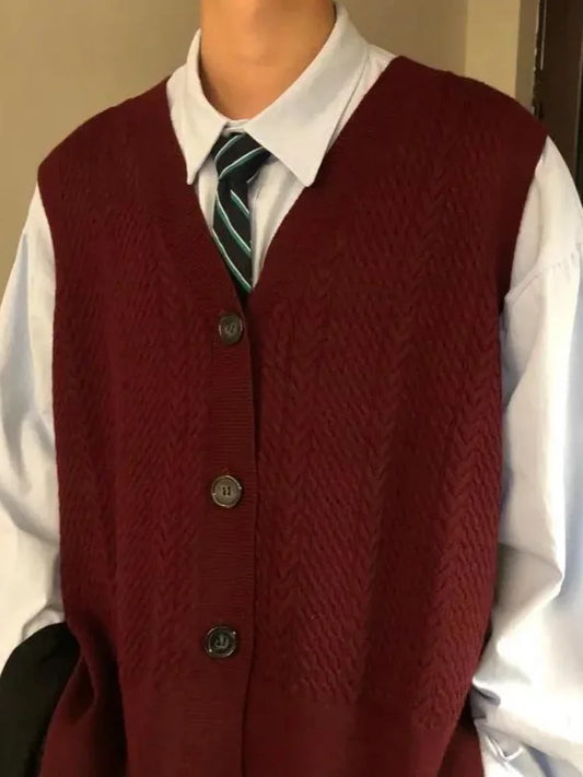 Man  Sleeveless Vest Knitted Sweaters Cardigan
