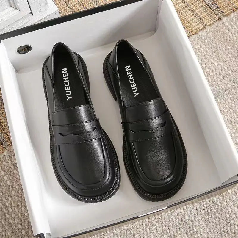 Woman Pumps Cute Black Loafers Low Heel Elegant Shoes