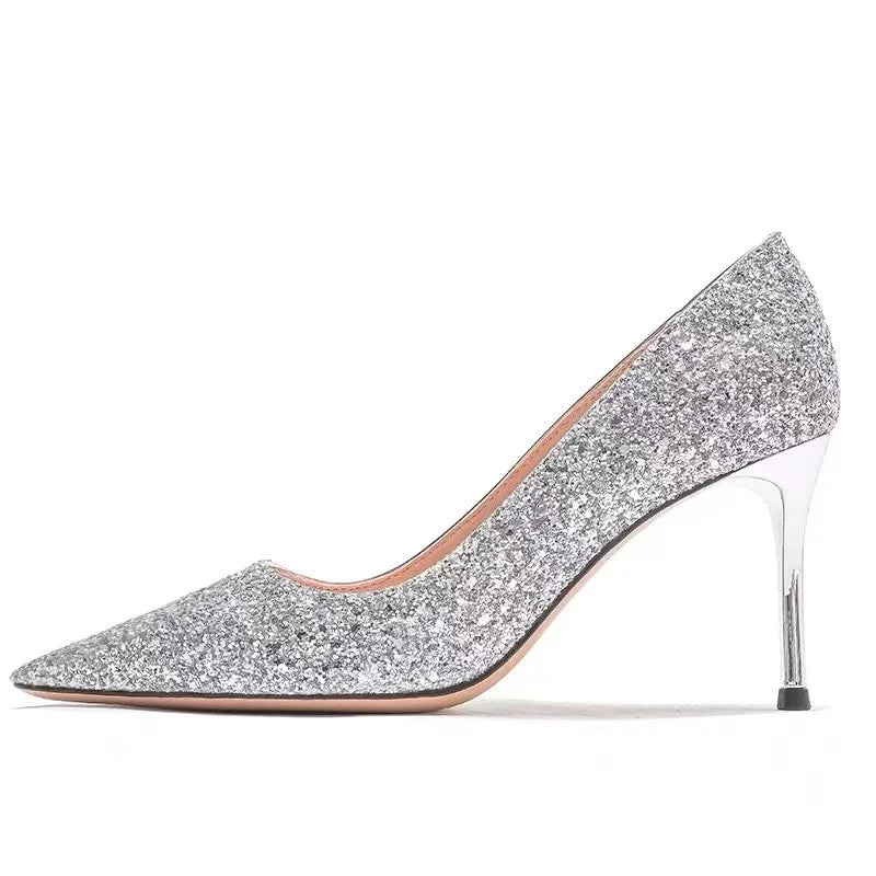 High Heels Women Wedding Shoes Bride Gold Heels Luxury Designer